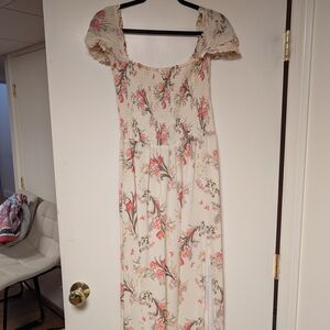 Reformation Pink and Cream Floral Maxi Dress